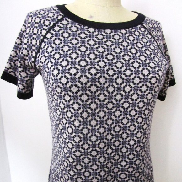 Italian Intarsia Argyle Knit Sweater Pullover Short Sleeve N - Picture 2 of 8